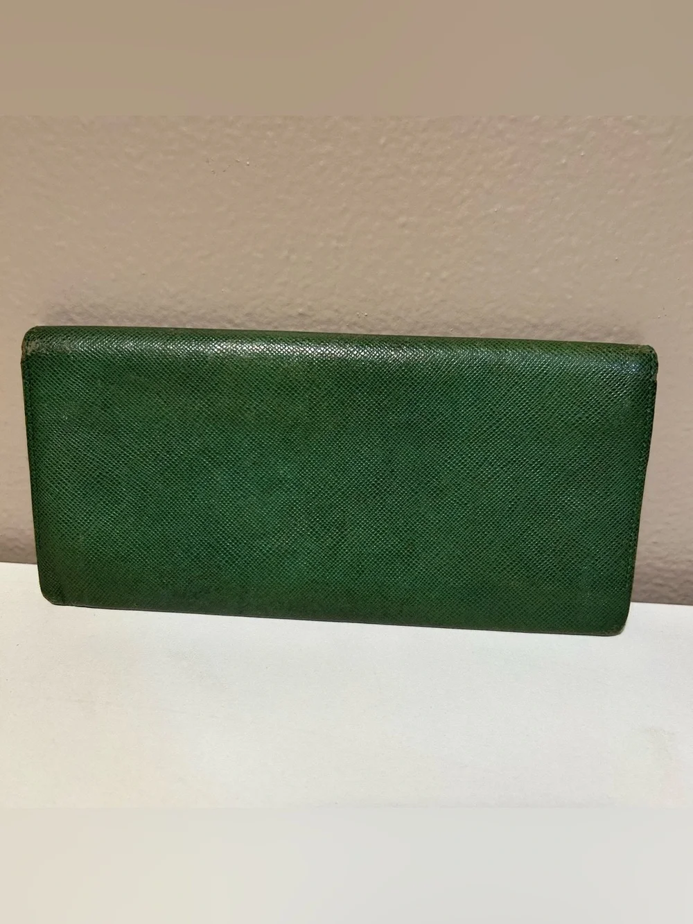 Givenchy Dark Green Leather bifold Wallet Gold Corners